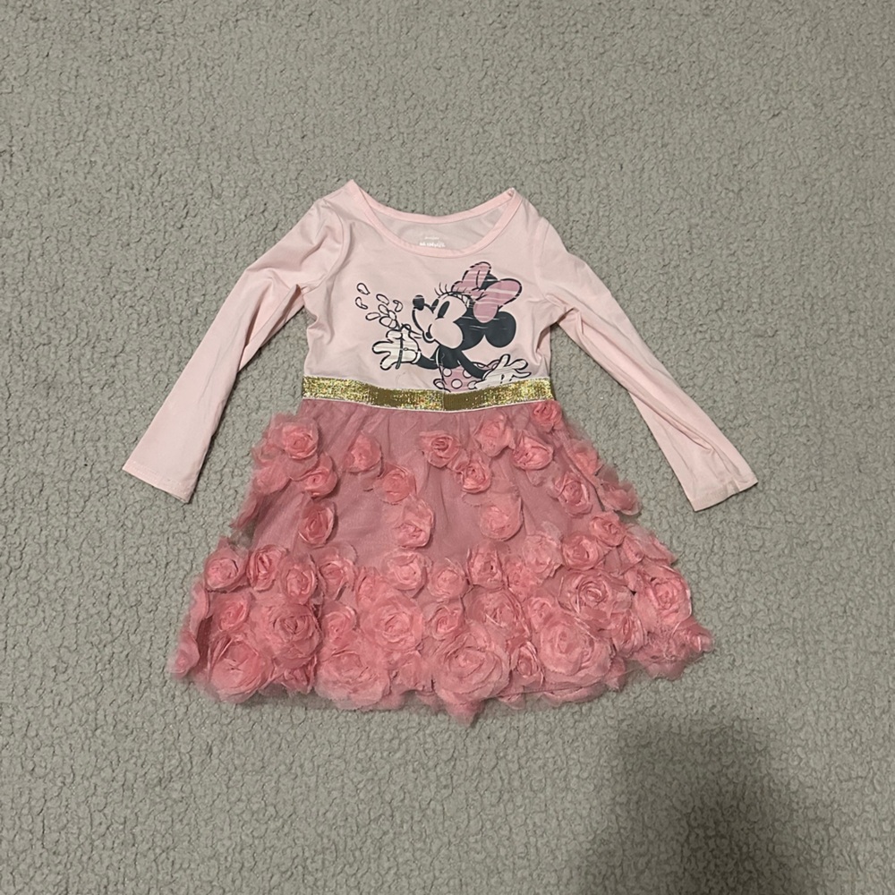 Disney Pink Minnie Mouse Dress with Floral Skirt